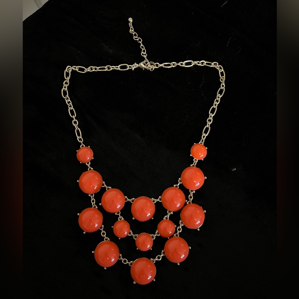 Deep Orange Bubble Bib Necklace